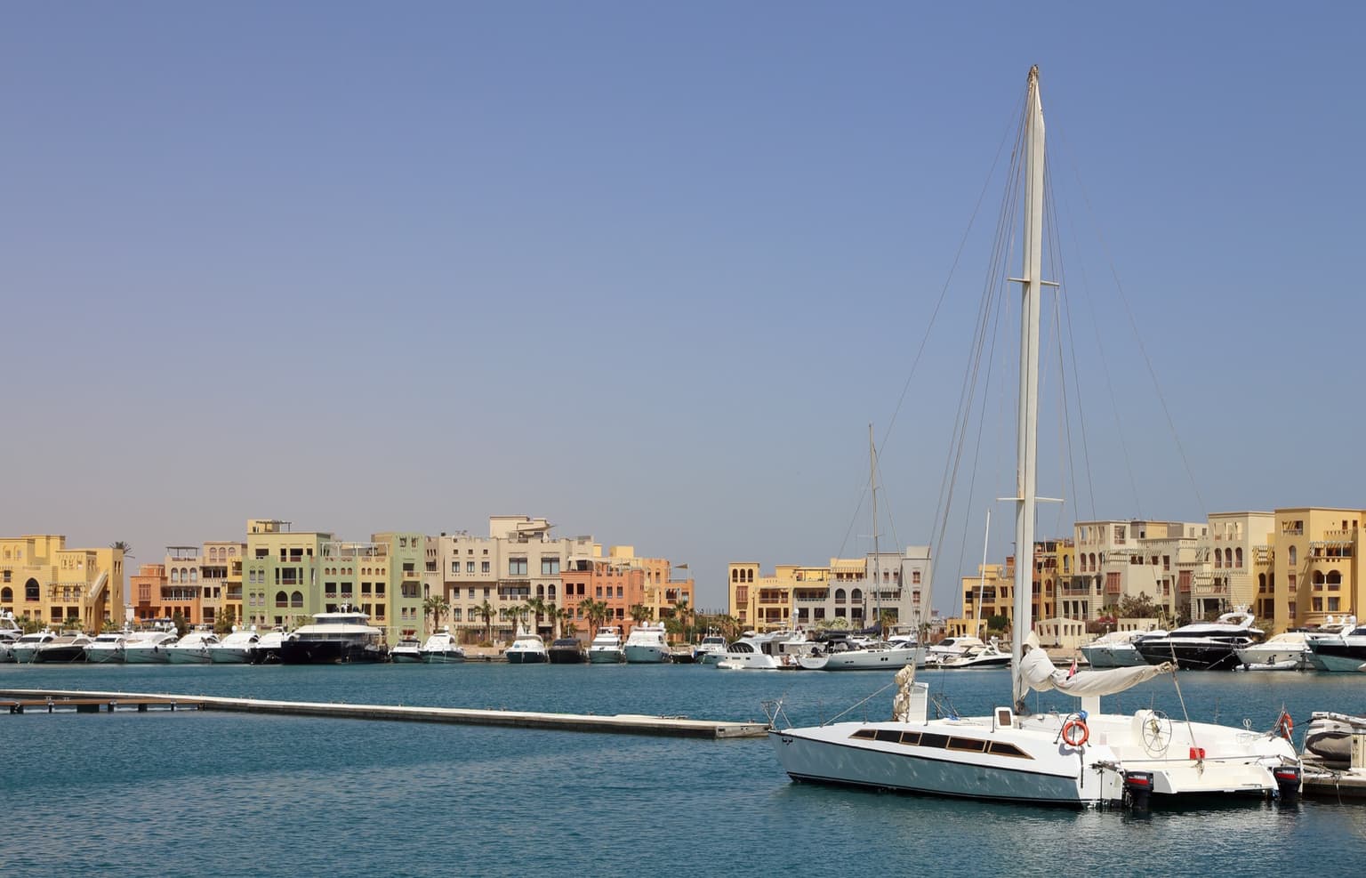 El Gouna waterfront and coastal architecture beside the water